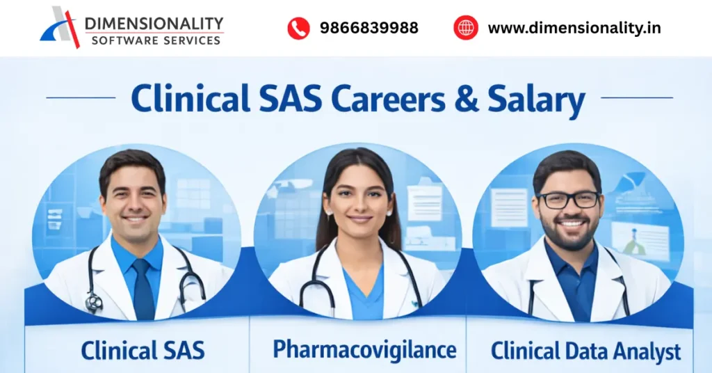 Clinical SAS career roles including Clinical SAS Programmer, Pharmacovigilance professional, and Clinical Data Analyst with salary growth