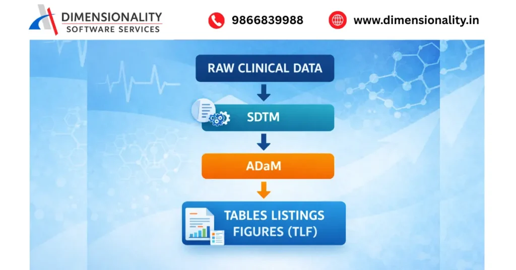clinical trial data flow raw data to SDTM ADaM and TLF

