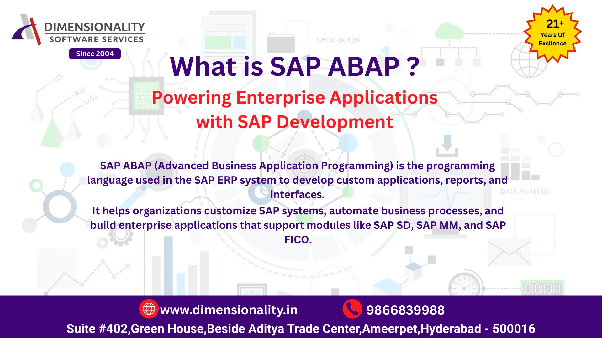 What is SAP ABAP – Learn SAP ABAP programming, enterprise application development, and SAP ERP customization at Dimensionality Software Services in Hyderabad.
