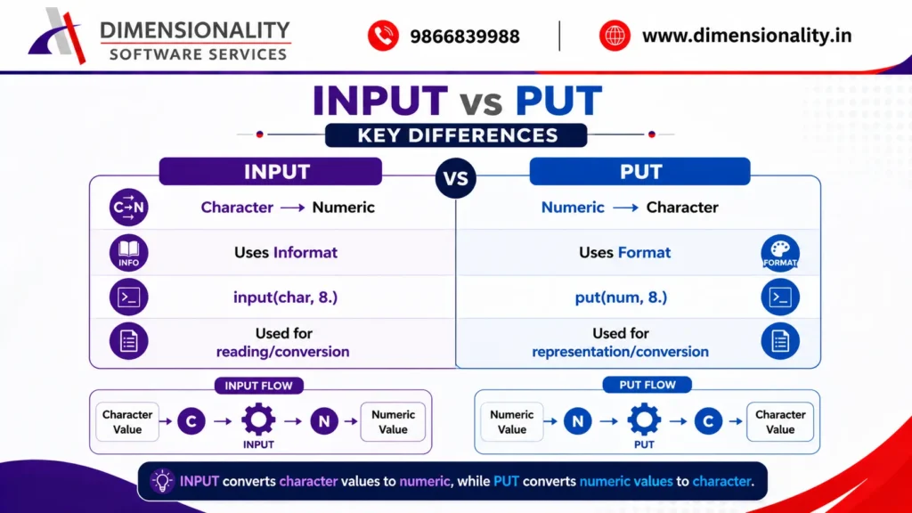 SAS INPUT vs PUT functions comparison
